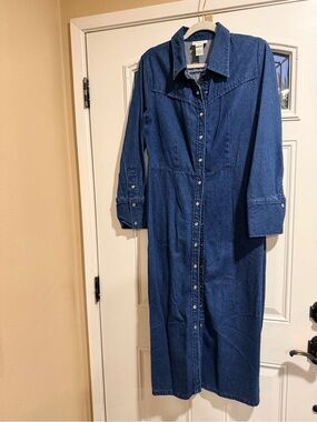 Classic Denim Button-Front Shirt Dress - Blue